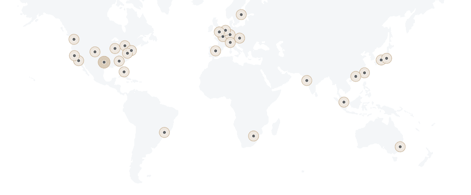 Map of Pressable's Origin and Edge Datacenters